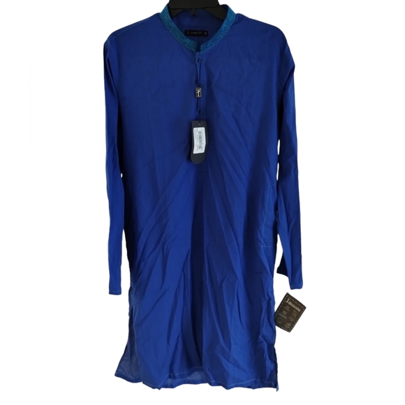 Junaid Jamshed J Mens XL Kameez Blue Pakistani Indian Qamees Shalwar Kurti NEW - Picture 1 of 11